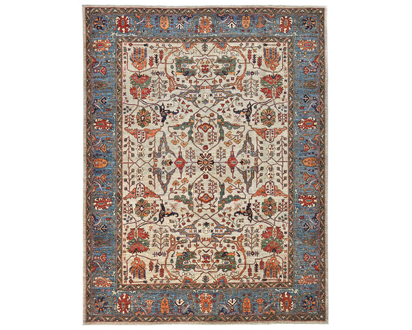 9x12 Gray Aryana Afghan Hand Knotted Veg Dye Wool Area Rug